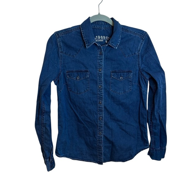 Gap Dark Blue Denim Classic Western Shirt - Picture 1 of 5